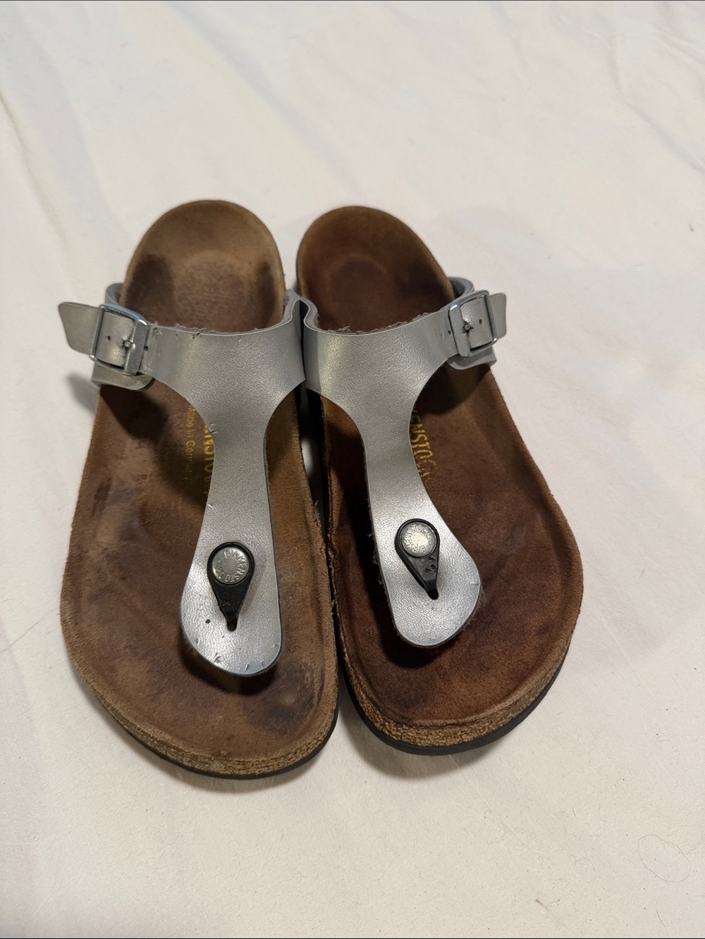 Silver Thong Gizeh Birkenstock Sandals